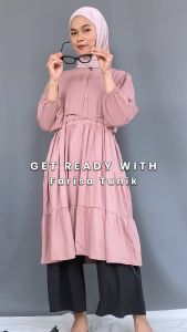 Ghanimi - Farisa Tunik / Dress Rayon Polos / Dress kondangan kekinian / gamis terbaru lengan panjang wudhu friendly / gamis kancing tali ruffle / dress kancing shanghai busui friendly