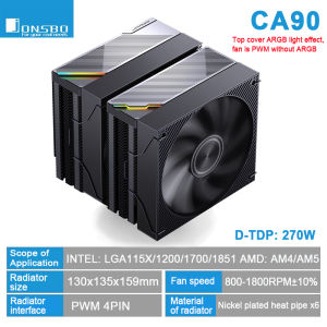 JONSBO | JONSBO CA40/CA80/CA90 CPU Cooler 4 Heat Pipe 120mm ARGB Fan Quiet Heatsink for Gaming PC For LGA1700 115X 1200 1851 AM4 AM5