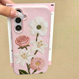 Flowers Phone Case For Samsung A37 A57 5G A56 5G A55 A54 A53 A36 A35 A34 A17 A07 A06 A16 A15 Cases Lychee Texture Silicone Cover