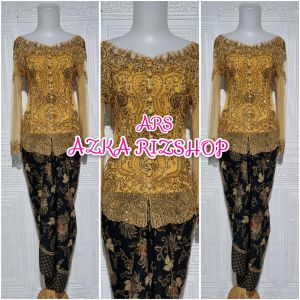 set kebaya wisuda silver kerah sabrina kebaya pesta + longtorso dan rok lilit