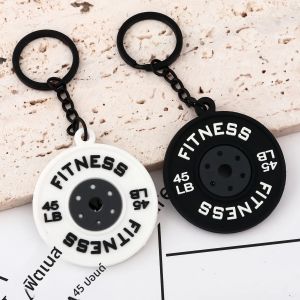 3DMini ยกน้ําหนัก Barbell แผ่นพวงกุญแจสําหรับผู้หญิงผู้ชายกระเป๋าจี้ Charms ผู้ที่ชื่นชอบฟิตเนสนักกีฬากระเป๋ากุญแจรถตกแต่ง