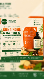 Combo chăm sóc toàn thân Gừng Nghệ & Hà Thủ Ô 2in1 1000g Sữa Tắm Gừng Nghệ & Dầu Gội Hà Thủ Ô 450g Cỏ Cây Hoa Lá – Khỏe Da Toàn Thân Nuôi Dưỡng Mái Tóc Đen Mượt Từ Gốc