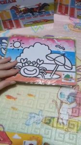 Tranh cát màu khổ A5 kèm 6 màu cát đa dạng mẫu cho bé 21x15cm có bán thêm cát riêng