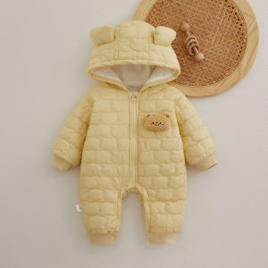 Thickened Fleece Baby Outfit Autumn Winter Newborn Baby Cotton Romper Suit for Outdoor Climbing Full Month Old Baby Clothes