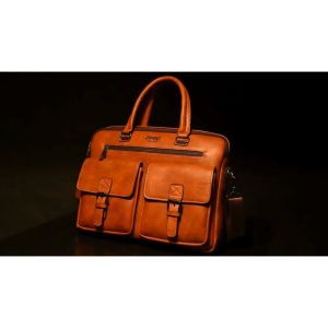 GLADIO Tas Selempang Pria Hirota GLD013B7 Kulit Cokelat Kerja Formal Mewah Elegan Kantor Muat Laptop