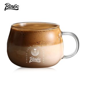 BINCOO Glass Coffee Mug Water Cup American Latte Cup Ice Coffee Cup Afternoon Tea Milk Cup 280ml