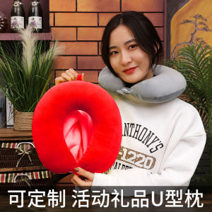 JIFANPAUL หมอนรองคอรูปตัว U โลโก้ที่ปรับแต่งได้สําหรับผู้ชายและผู้หญิงเหมาะสําหรับเครื่องบินรถเดินทางหมอนรองเอวของขวัญ