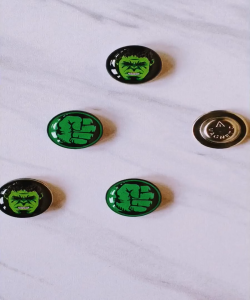 Kancing Pin Magnet BIB Button Number Race/Maraton/Lari Gambar HULK (1 Set 4pcs)