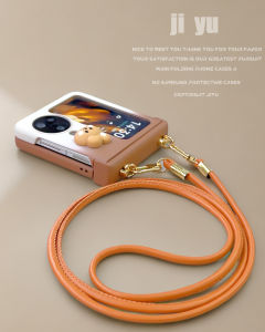 Crossbody Long Strap for Oppo Findn3flip Phone Case Single Shoulder Crossbody Chain All-Inclusive Hinge Lanyard Drop-Resistant Cute Rabbit Fashion Gradient Color New Arrival