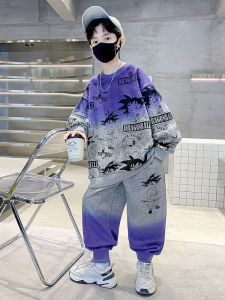 Sporty Autumn Set for Boys 2025 New Style Sweatshirt And Pants Trendy And Handsome Middle And Big Children Cartoon Pattern