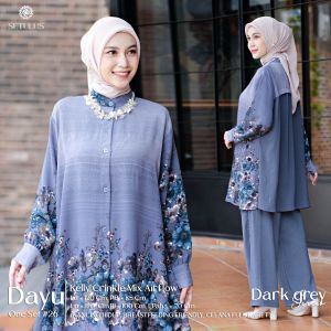 ONESET MUSLIM BY TULUS SETELAN CELANA CEY CRINKLE AIRFLOW MOTIF BUNGA CANTIK OVERSIZE JUMBO