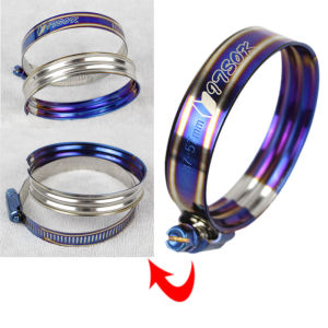 T-Bolt Hose Clamp Stainless Steel 37mm to 102mm Titanium Blue Adjustable Pipe Fix Clip Universal Hose Clamp
