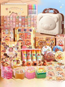 Large Capacity Flip Cover Pencil Case Creative Cartoon Capybara Resistant to Dirt Stationery Bag for Junior High School Boys And Girls