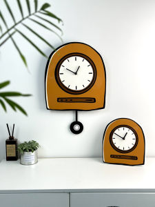 Modern Minimalist Swinging Wall Clock Home Decor Silent Wooden Battery Operated Clock Creative Merald No Drilling Required