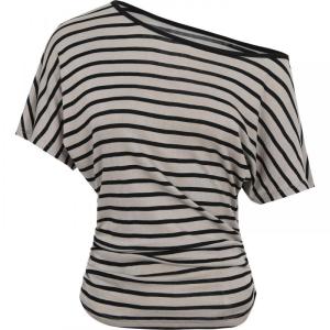 Fashion Striped Off-shoulder T-Shirt