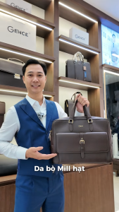 Túi Xách Da Nam Công Sở Chính Hãng GENCE GCE30 Da Bò Mềm Cao Cấp Màu Nâu Có Dây Đeo Vai