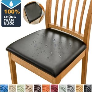 Đồng Màu Da PU Chống Thấm Nước Đệm Ghế Cho Nhà Bếp Phòng Ăn Spandex Polyester Bảo Vệ Ghế Cho Nhiều Ghế