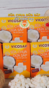 Combo 3 Sữa chua dừa sáp sấy thăng hoa cao cấp VICOSAP ít đường đồ ăn vặt healthy đặc sản Trà Vinh