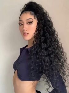 ปลอมผมหางม้าสำหรับผู้หญิง ทรงลูกแพร์สไตล์ลาติน ทรงฟู ปลอมผมสีทอง ทรงหางม้า เปลี่ยนทรงผมได้ สำหรับผู้หญิง