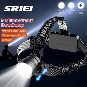 SRIEI Led Headlight 90° Adjustable USB Rechargeable Headlamp Waterproof Flashlight Zoomable Outdoor Headlight Built-in 2 18650 Battery Head Flashlight Lampu Suluh 3 Lighting Montion Sensor Headlamp Lampu Kepala