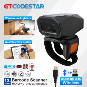 GTCODESTAR GT-S101 Mini Pocket Portable Ring Barcode Scanner Wireless Wearable Finger 1D 2D Qr Code Scanner Barcode Reader