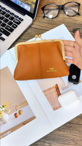 Royal Bagger RFID Blocking Coin Purses for Women Fashion Kiss Lock Change Pouch Genuiine Cow Leather Key Card Storage Bag 6120