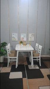 Bộ bàn ăn cabin gỗ giả đá bàn ghế ăn hcm