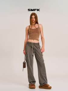 SMFK | Vintage Wash Straight Leg Sporty Casual Pants