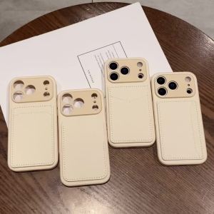 Ốp Điện Thoại Da Litchi Cao Cấp Cho iPhone 17/16/15/14/13/12/11 Pro Max Có Khe Đựng Thẻ Chống Sốc Chống Xước Hai Lớp Thời Trang