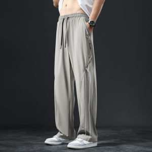 Mens Sport Pants Summer Long Ice Silk Thin Quick Dry plus Size Casual Pants Loose Fit Straight Leg Comfortable Fashionable