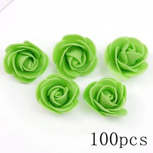 Green Rose Artificial Flowers Heads Silk Fake Flower for Home Room Decor Wedding Marriage Decor DIY Craft Wreath Gifts Accessory