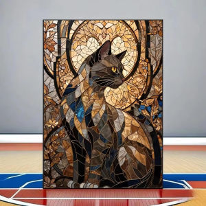 Colorful Stained Glass Cat Artwork Jigsaw Puzzle 1000PCS-50X70CM Stress Relief Puzzle Wall Art Decor Gift