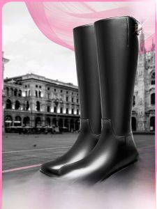 Tata Ultra Model Boot Womens Winter Fashion Boots High Tube Long Boot with Fleece Knight Style Casual round Toe mid Heel