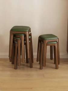 ZHUSHANXIA | Stackable Soft Seat Wooden Stool Home Dining Living