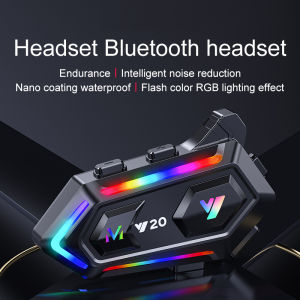 Y20 Motorcycle Helmet Bluetooth 5.3 Headset With RGB Dazzling Light Wireless Waterproof Call Roise Reduction Headphone