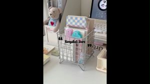 HBS Rak Penyimpanan Besi Desktop Keranjang Penyimpanan Kapasitas Besar Korean Desk Tempat Penyimpanan Kosmetik Organizer Meja