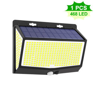 NEWSTYLE | Solar Motion Lights Outdoor 468/176LED 3 Modes Solar Fence Lights Waterproof Solar Security Lights Yard Door Patio Garage Step