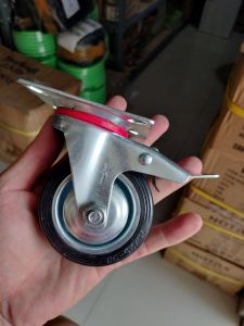 Roda karet 3" hitam REM SATUAN Roda gerobak / grobak 3in ECER Roda troli 3 inch ketengan