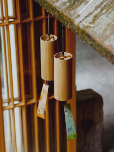 Healing Japanese Style Bamboo Wind Chimes Balcony Outdoor Hanging Decorations Handheld Bells Birthday Gifts