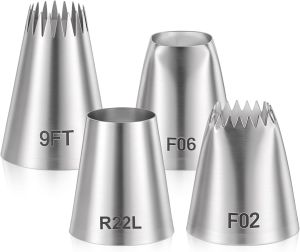 4Pcs Large Cake Piping Tips Set-for Beginners Food-Grade Material Durable and Easy to Use Professional Pastry Decorating Tools