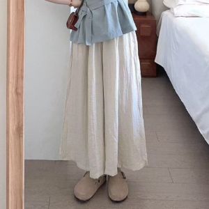 VKSOD | Korean Lazy Style Belted Waistless Sleeveless Top Womens Summer Casual High Waist Wide Leg Pants Two-Piece Set