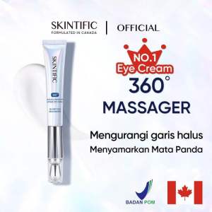 (BPOM) SKINTIFIC - 360 Crystal Massager Lifting Eye Cream Eye Gel Serum to Mengurangi Garis Halus Dan Kantong Mata with Niacinamide and Caffeine Krim Mata