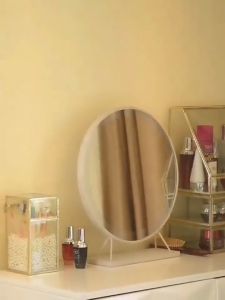 COLOGO 🥇 LED Makeup Mirror Big with Smart Light 50CM Large Round Desktop Decor Face Fill Lamp