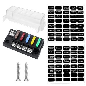 ชุดกล่องฟิวส์ 12V พร้อมไฟ LED - ฟิวส์ใบมีด 4 ทิศทาง เข้ากันได้กับ ATO ฝาครอบสําหรับรถยนต์ เรือ รถบ้าน และรถบรรทุก