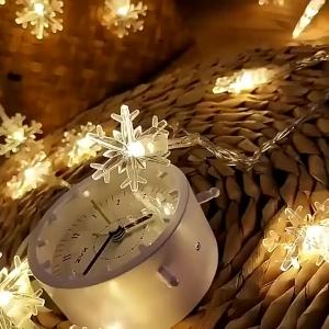 1.5/3/6/10M Snowflake LED Fairy Light 10/20/40/80LED USB Power Supply Christmas Decoration Wedding Party Indoor Holiday Deco Lam