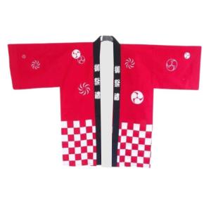 Happi Coat Japanese Traditional Matsuri Festival Kimono Yukata Red Blue Checkered Print For Men Women Cosplay Party Haori Coat