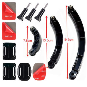 Helmet 3 Way Curved Arm Extension Mount Pole Selfie Stick for GoPro Go Pro 11 10 9 8 7 SJCAM Xiaomi Yi 4K DJI Camera Accessories