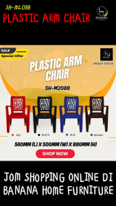 SH-M208B Plastic Chair With Armrest / Kerusi Plastik Bersandar Ruang Tamu & Makan / Garden Chair High Back