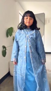 Baju Anak Perempuan Regina Kids Set Dres Satin Velvet Mix Brukat Aplikasi Payet M L XL XXL