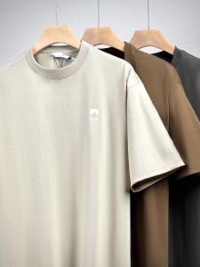 Áo Thun Cotton Nam Tay Ngắn Dáng Rộng Mùa Hè Thường Ngày in Họa Tiết Sọc Cổ Tròn Thoáng Khí Thoải Mái